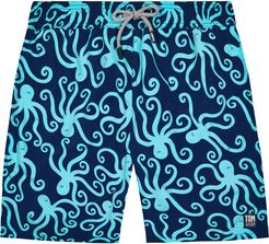 Boy's Tom & Teddy Octopus Print Swim Trunks