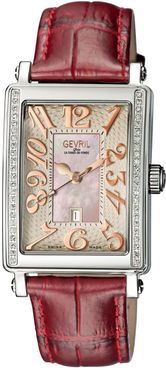 Gevril Women's Mezzo Diamond Croc Embossed Leather Strap Watch, 37mm - 0.299 ctw at Nordstrom Rack