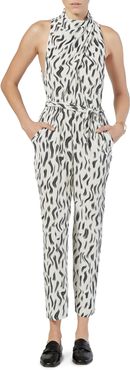 Toulouse Abstract Print Sleeveless Silk Jumpsuit