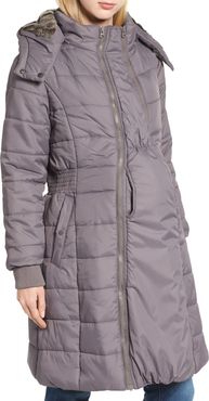 Madison Quilted 3-In-1 Maternity Puffer Coat With Faux Fur Trim