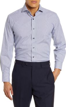 Big & Tall Lorenzo Uomo Trim Fit Stretch Stripe Dress Shirt