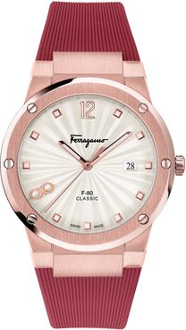 Ferragamo F-80 Classic Rubber Strap Watch, 41mm