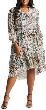 Plus Size Women's Estelle Splice Animal Print A-Line Midi Dress