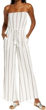 Stripe Swim Cover-Up Jumpsuit