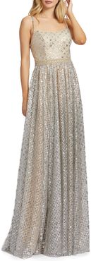 A-Line Metallic Lattice Gown