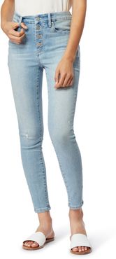 Eliza High Waist Distressed Button Fly Skinny Jeans
