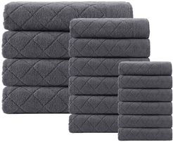 ENCHANTE HOME Glossy Turkish Cotton 16-Piece Towel Set - Anthracite at Nordstrom Rack