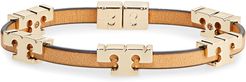 Serif-T Croc-Embossed Leather Single Wrap Bracelet