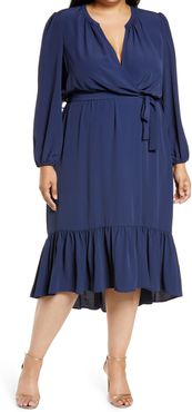 Plus Size Women's Charles Henry Long Sleeve Faux Wrap Dress