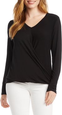 Long Sleeve Drape Front Top