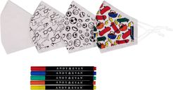 4-Pack Youth Coloring Face Masks & 5-Pack Fabric Markers Set