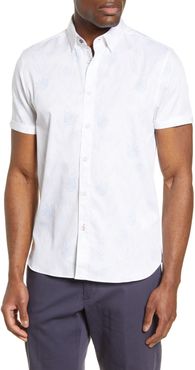 Slim Fit Floral Print Short Sleeve Button-Up Shirt