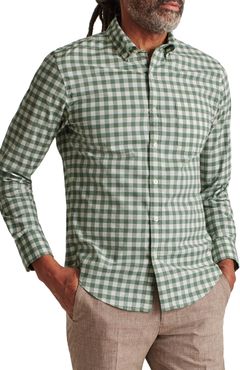 Slim Fit Check Washed Stretch Cotton Button-Down Shirt