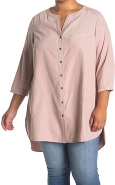 DR2 by Daniel Rainn Button Front Long Sleeves Tunic Blouse at Nordstrom Rack