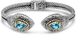 DEVATA Sterling Silver Bali Filigree Blue Topaz Hinge Cuff Bracelet at Nordstrom Rack