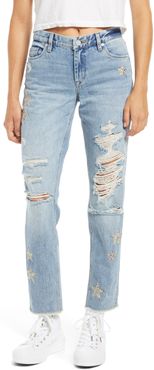 Snake Star Patch Crop Jeans