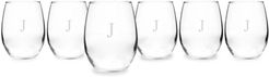 Set Of 6 Monogram Stemless Wine Glasses