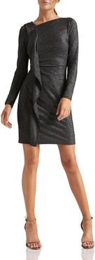 Metallic Knit Long Sleeve Cocktail Dress