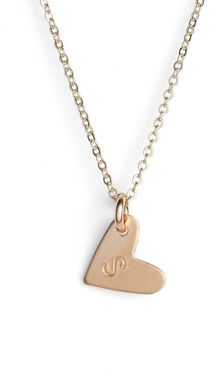 14K-Gold Fill Initial Mini Heart Pendant Necklace