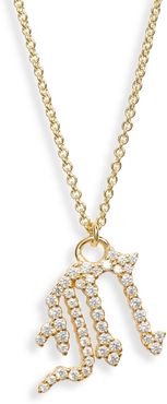 Cubic Zirconia Gothic Initial Pendant Necklace