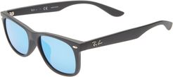 Junior 50mm Wayfarer Mirrored Sunglasses - Black/ Blue Mirror