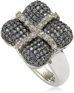 Suzy Levian Sterling Silver Blue & White Sapphire & Diamond Accent Wrapped Cushion Ring - 0.02 ctw at Nordstrom Rack