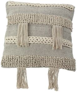 Willow Row Braided Fringed Square Throw Pillow - Beige - 20" x 7" x 20" at Nordstrom Rack