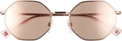 52mm Octagon Sunglasses - Rose Gold/ Rose Gold Mirror