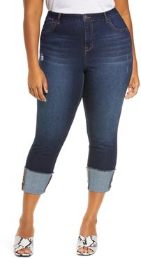 Plus Size Women's 1822 Denim Re: denim Roll Cuff Crop Skinny Jeans