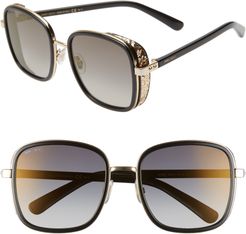 Elva 54mm Square Sunglasses - Black Gold/ Grey