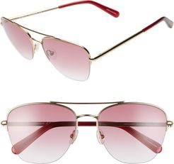 Indio2 57mm Aviator Sunglasses - Gold/ Pink Grad