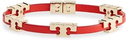 Serif-T Croc-Embossed Leather Single Wrap Bracelet