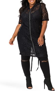 Plus Size Women's Poetic Justice Kenny Zip-Up Sheer Lace Hooded Jacket