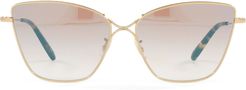 Marlyse 60mm Butterfly Sunglasses - Gold/ Soft Tan Gradient Mirror
