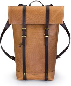 Keystone Brass Detail Leather Rucksack - Brown