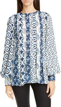 Oscar de la Renta Long Sleeve Pintucked Front Blouse at Nordstrom Rack