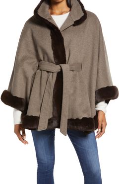 Faux Fur Trim Wool Blend Cape