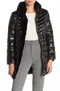 Karl Lagerfeld Faux Fur Collar Quilted Puffer Jacket at Nordstrom Rack