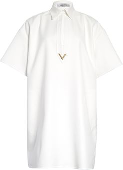 Logo Split Neck Cotton Shirtdress