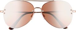 60mm Oversize Mirrored Aviator Sunglasses - Rose Gold