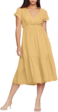 Illana Surplice Cotton Midi Dress