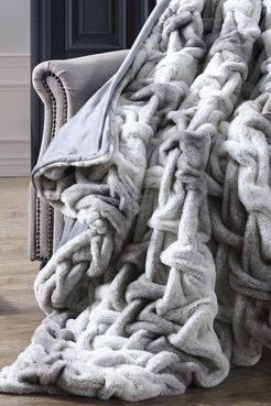 Modern Threads Faux Fur Braided Reversible Throw - Silver at Nordstrom Rack