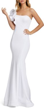 Leena For MAC Duggal Ruffle One-Shoulder Mermaid Gown