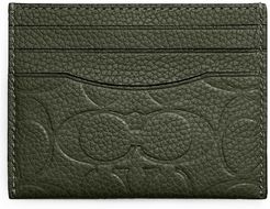 Signature Embossed Leather Card Case - Green