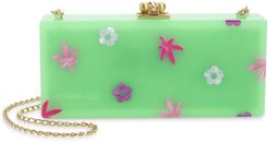 Floral Slim Acrylic Box Clutch - Green