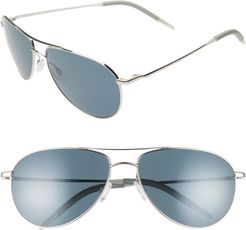 Benedict 59mm Aviator Sunglasses - Silver/ Dark Blue