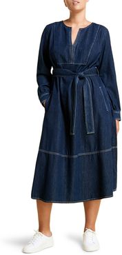 Plus Size Women's Marina Rinaldi Dadaista Long Sleeve Denim Midi Dress
