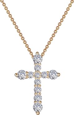 Classic Simulated Diamond Cross Pendant Necklace