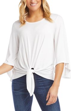 Tie Front Bell Sleeve Top