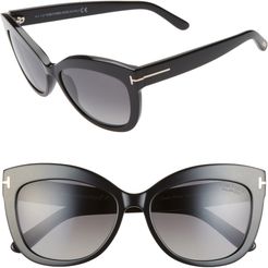 Alistair 56mm Polarized Cat Eye Sunglasses - Shiny Black/ Smoke